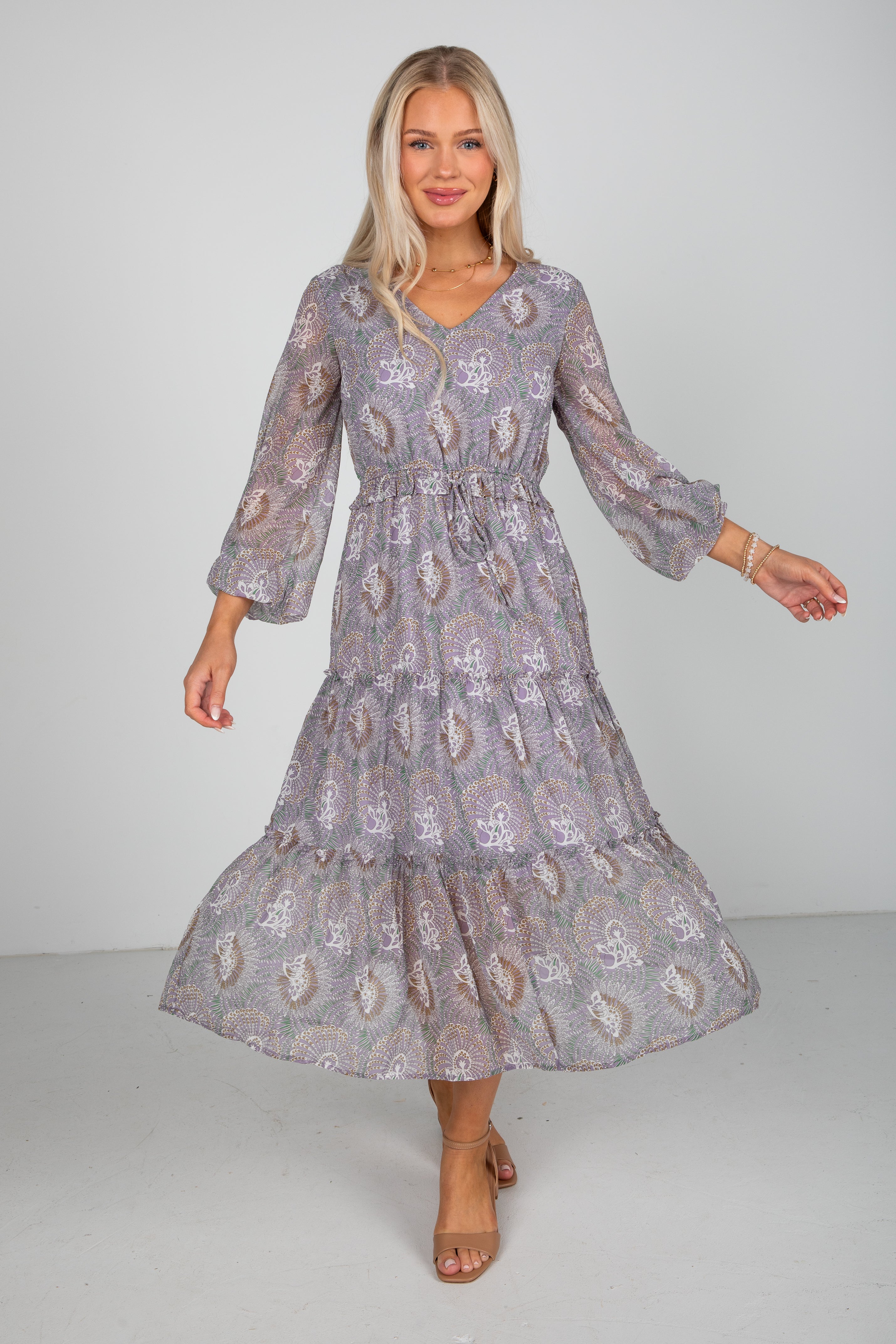 Stay With Me Lavender Floral Midi Dress