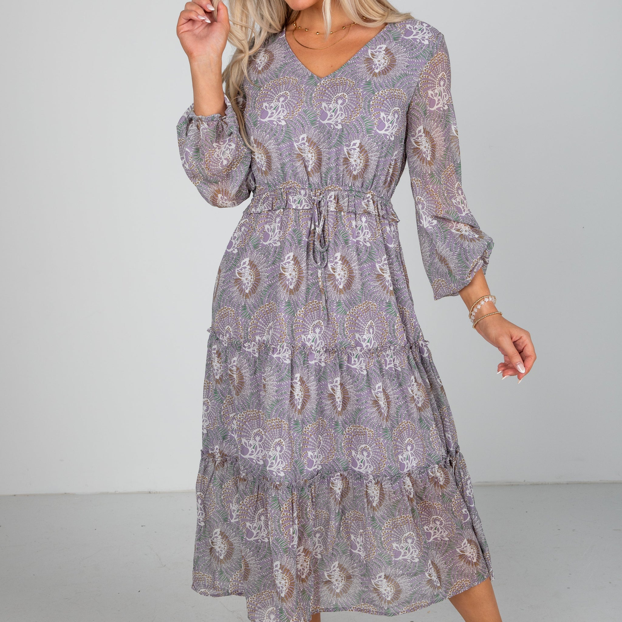 Stay With Me Lavender Floral Midi Dress