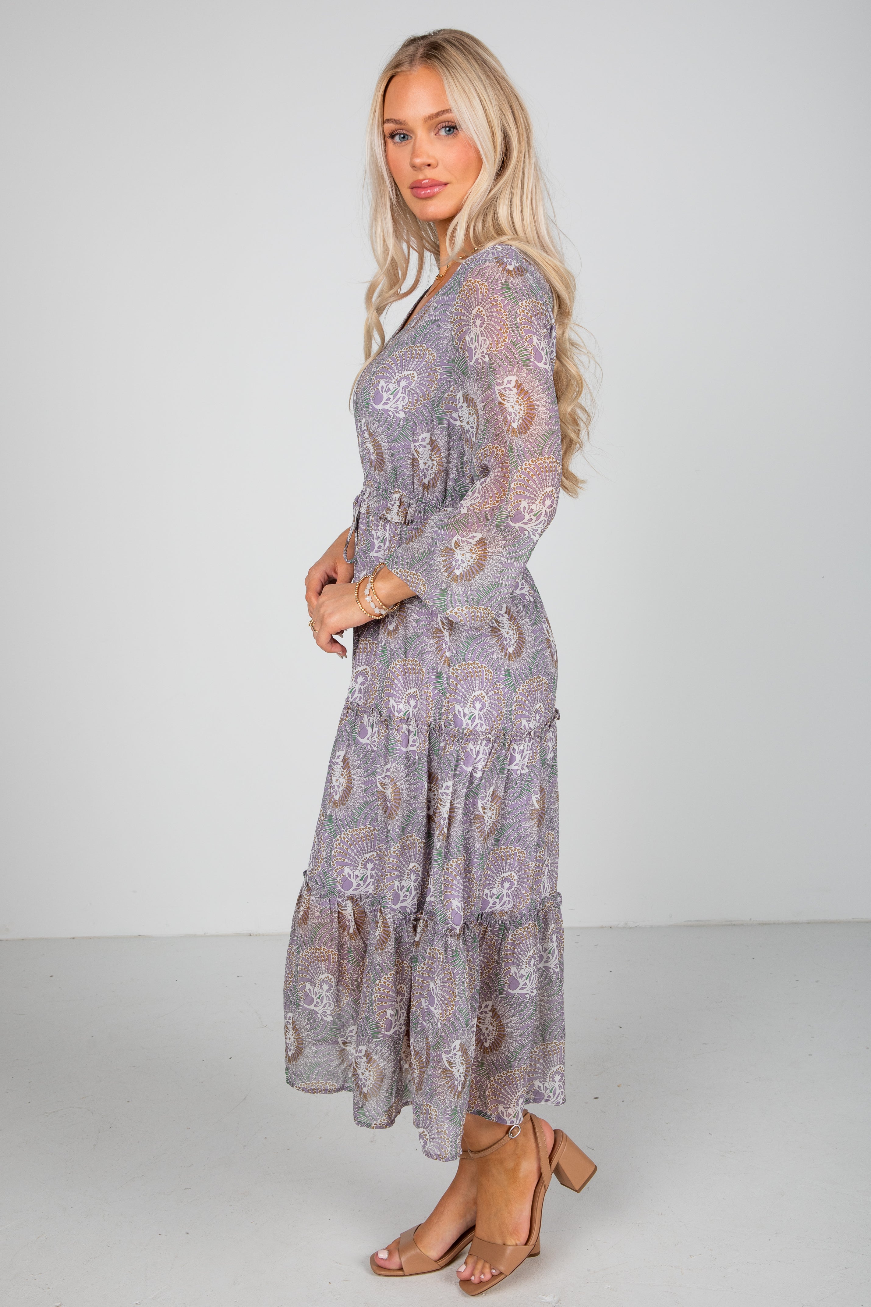Stay With Me Lavender Floral Midi Dress