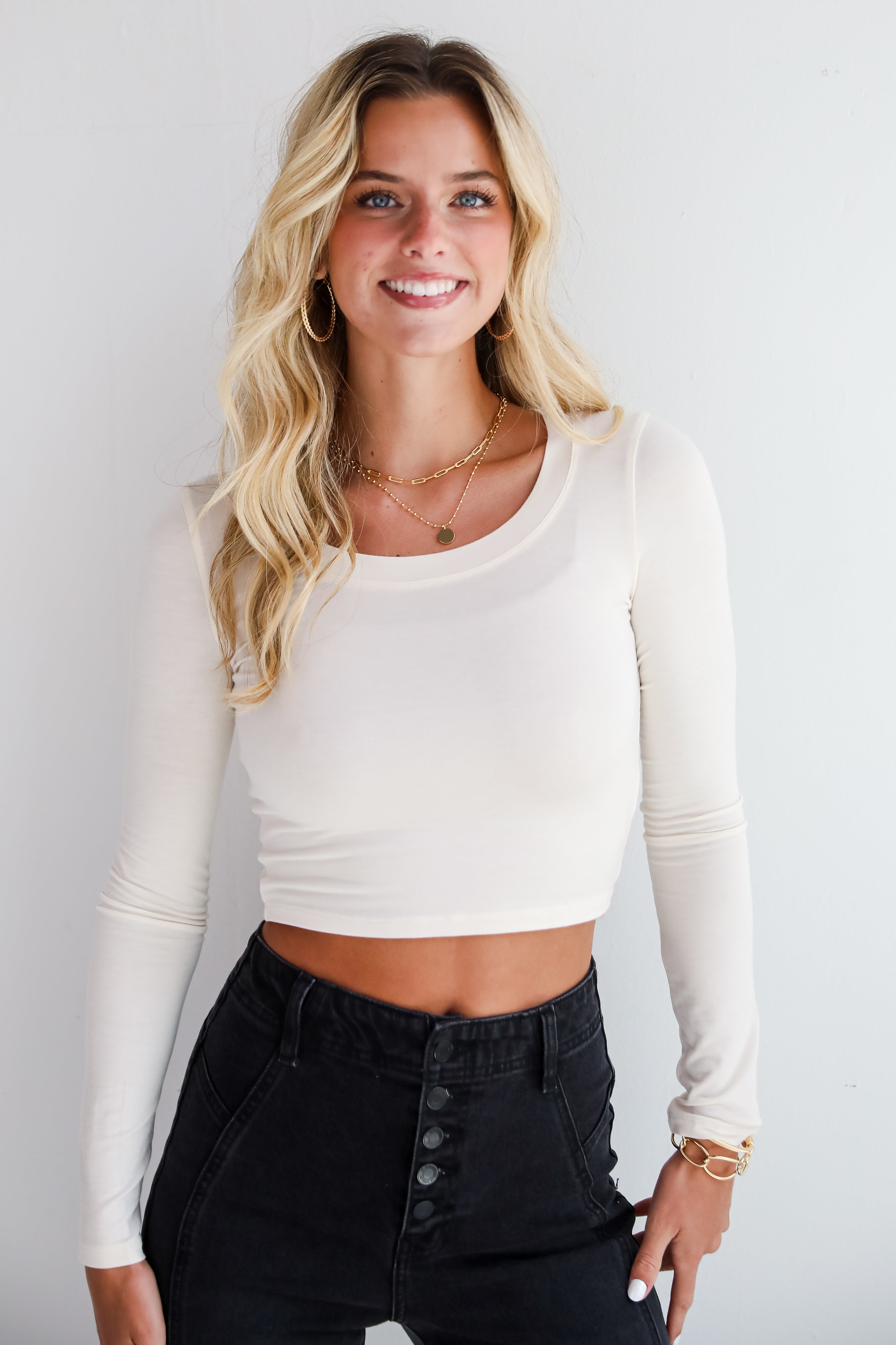 Sloane Everyday Cropped Long Sleeve Top - DU DEAL