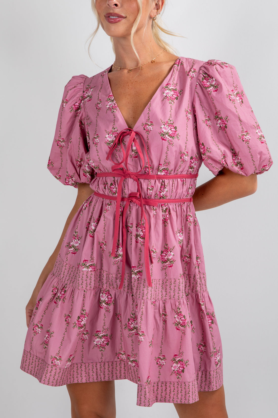 FINAL SALE - Tales From The Garden Mauve Floral Mini Dress