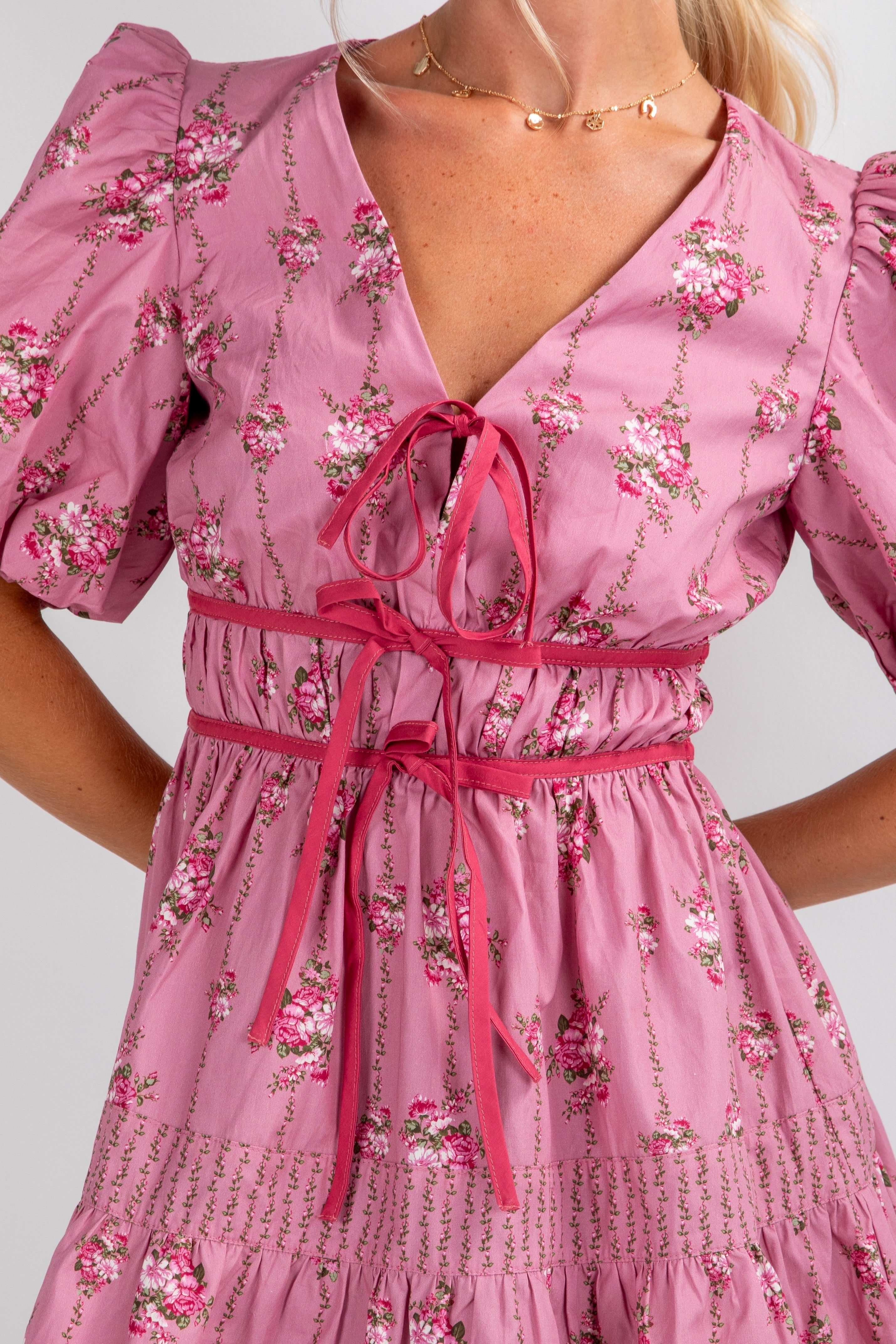FINAL SALE - Tales From The Garden Mauve Floral Mini Dress
