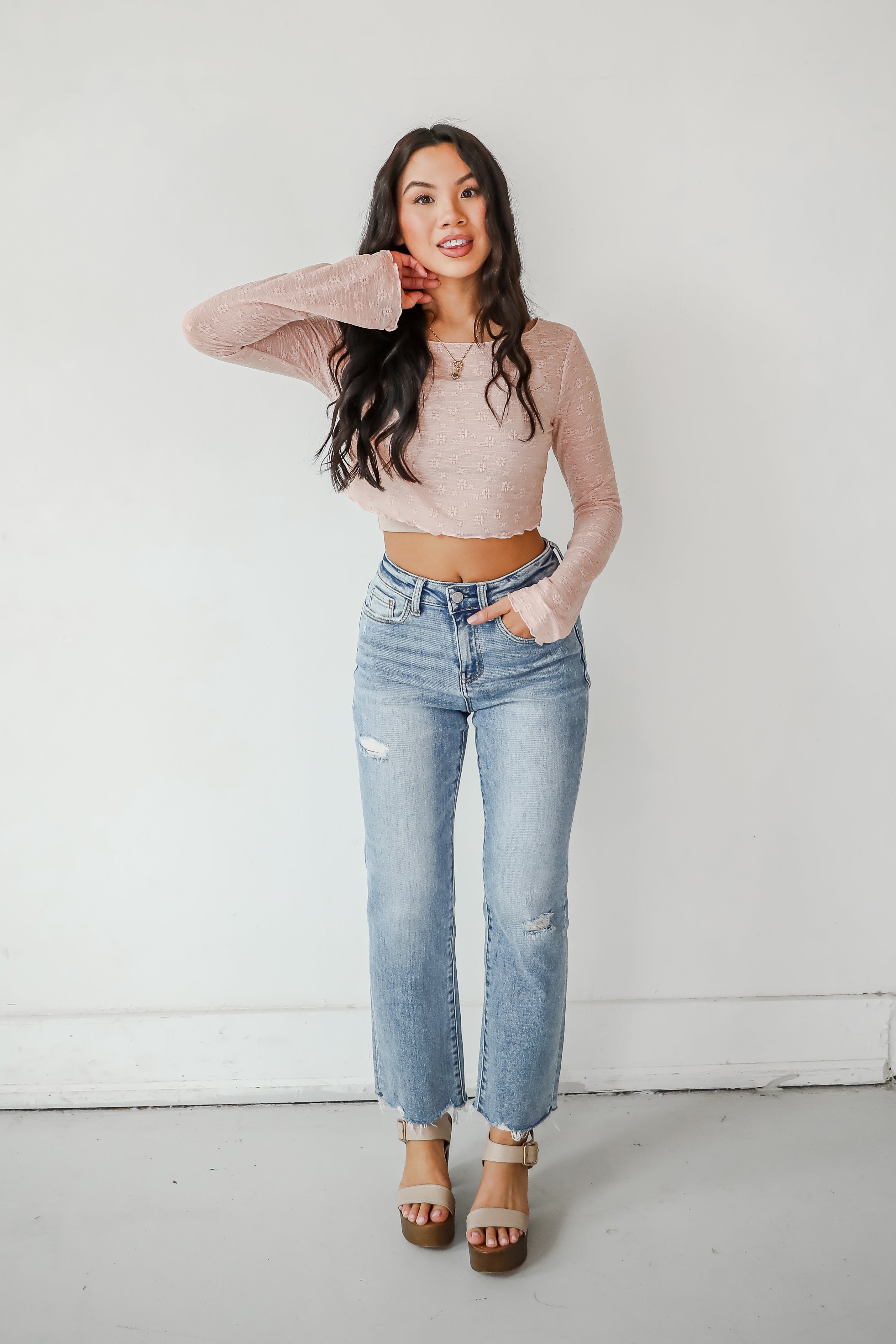 FINAL SALE - Last Forever Floral Mesh Crop Top