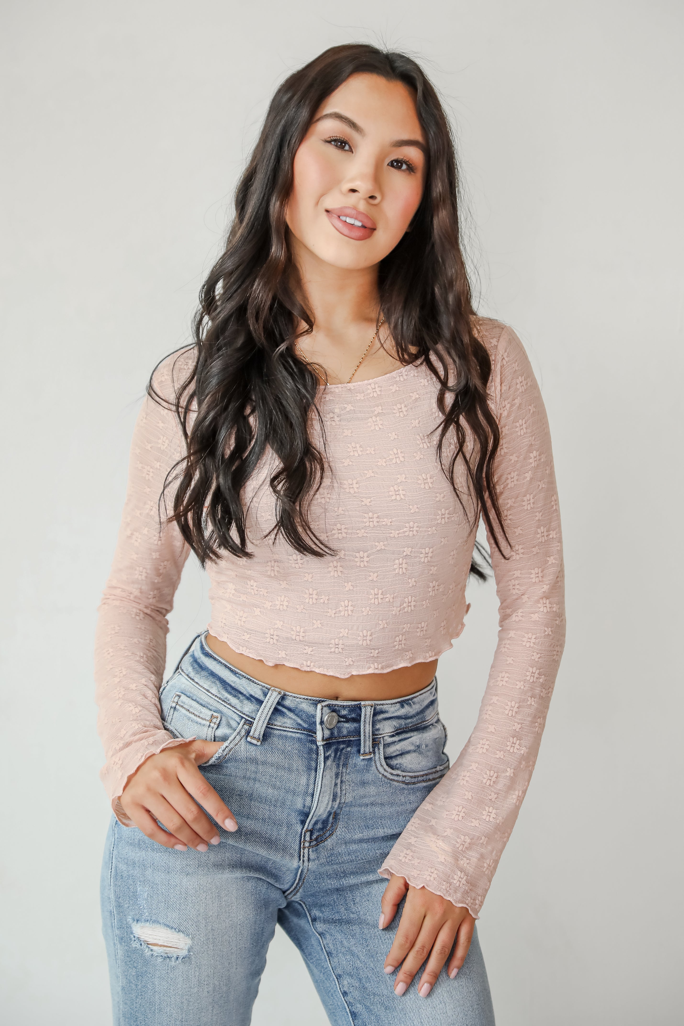 FINAL SALE - Last Forever Floral Mesh Crop Top