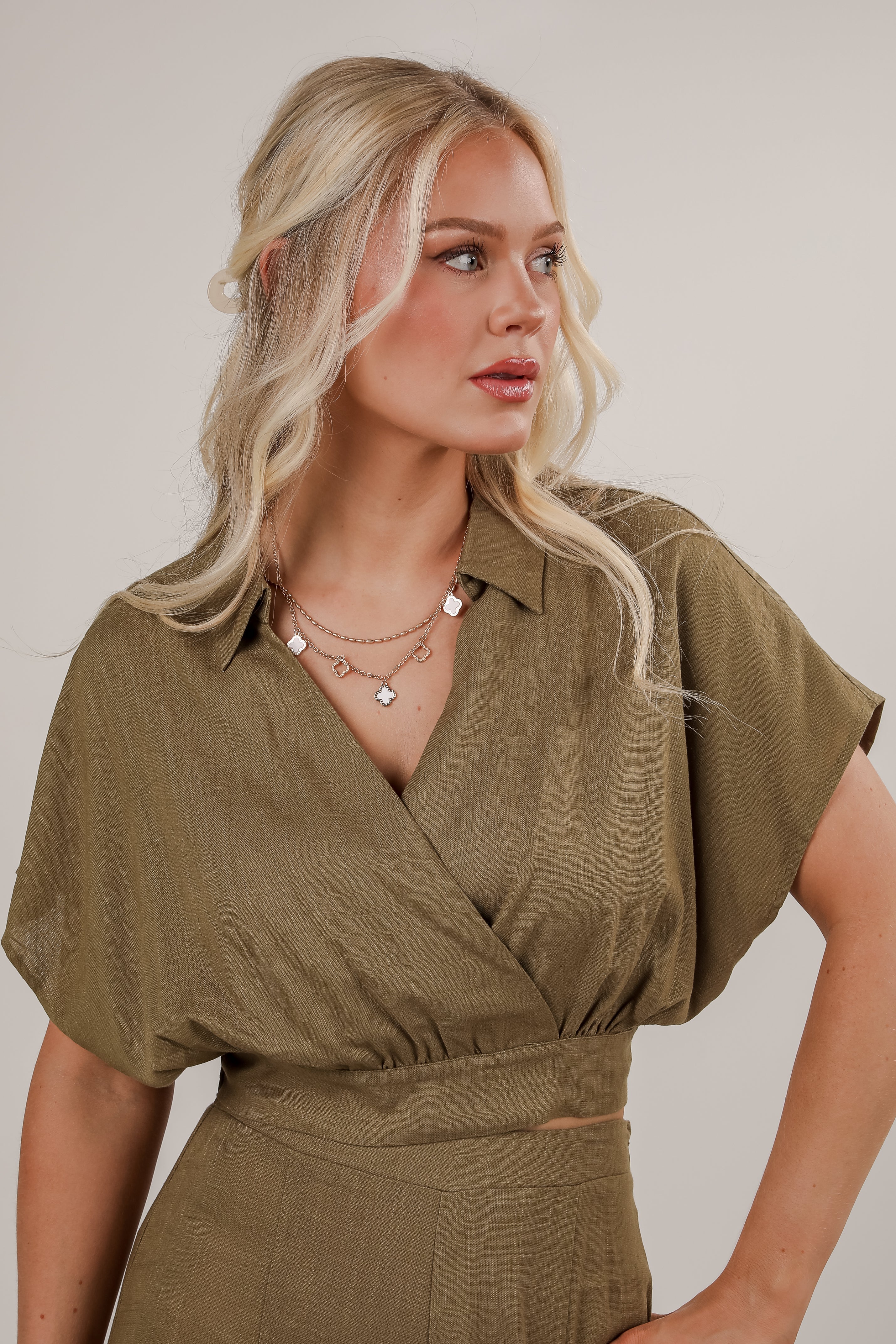 FINAL SALE - Take A Look Around Surplice Blouse - DU DEAL