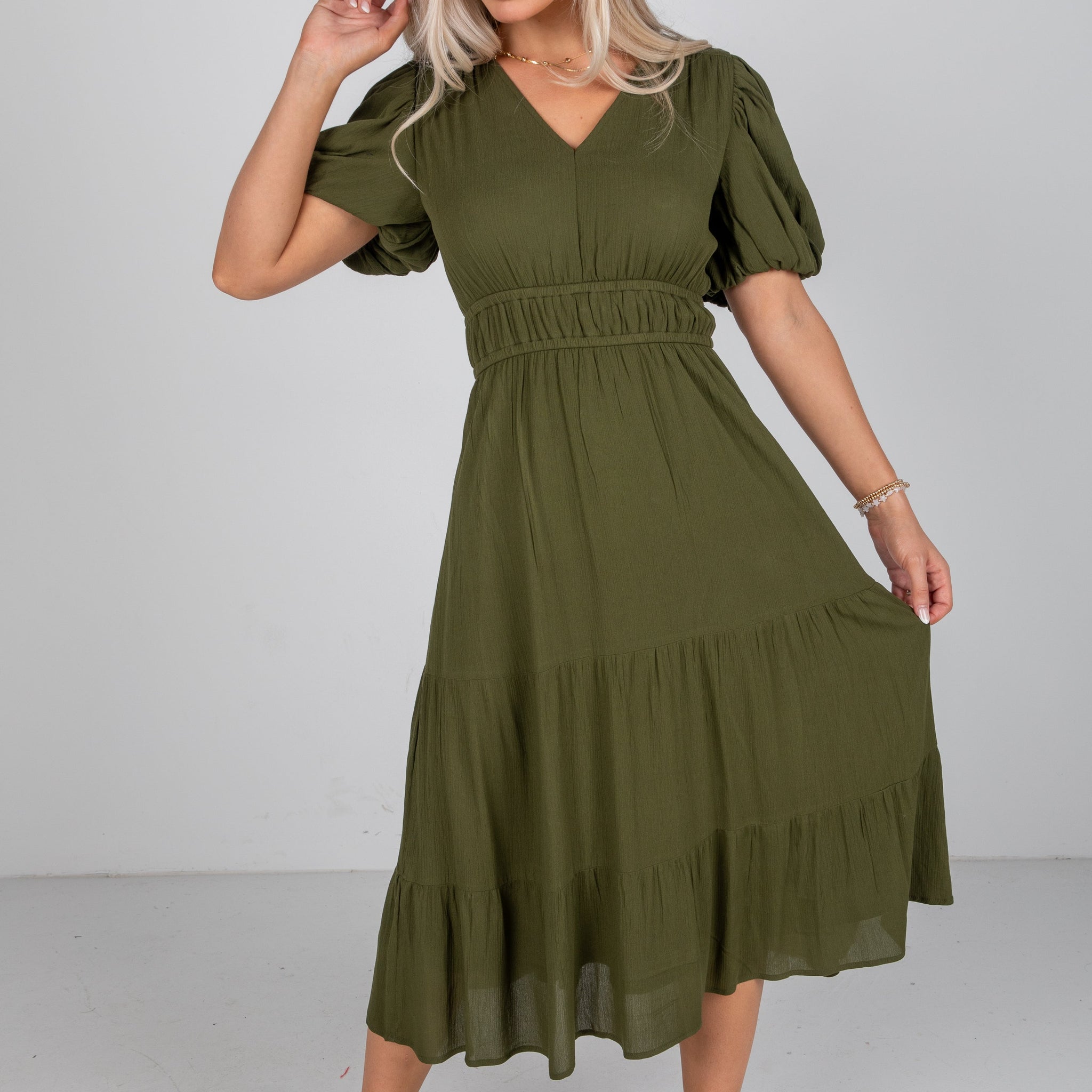 Have The Best Time Olive Midi Dress