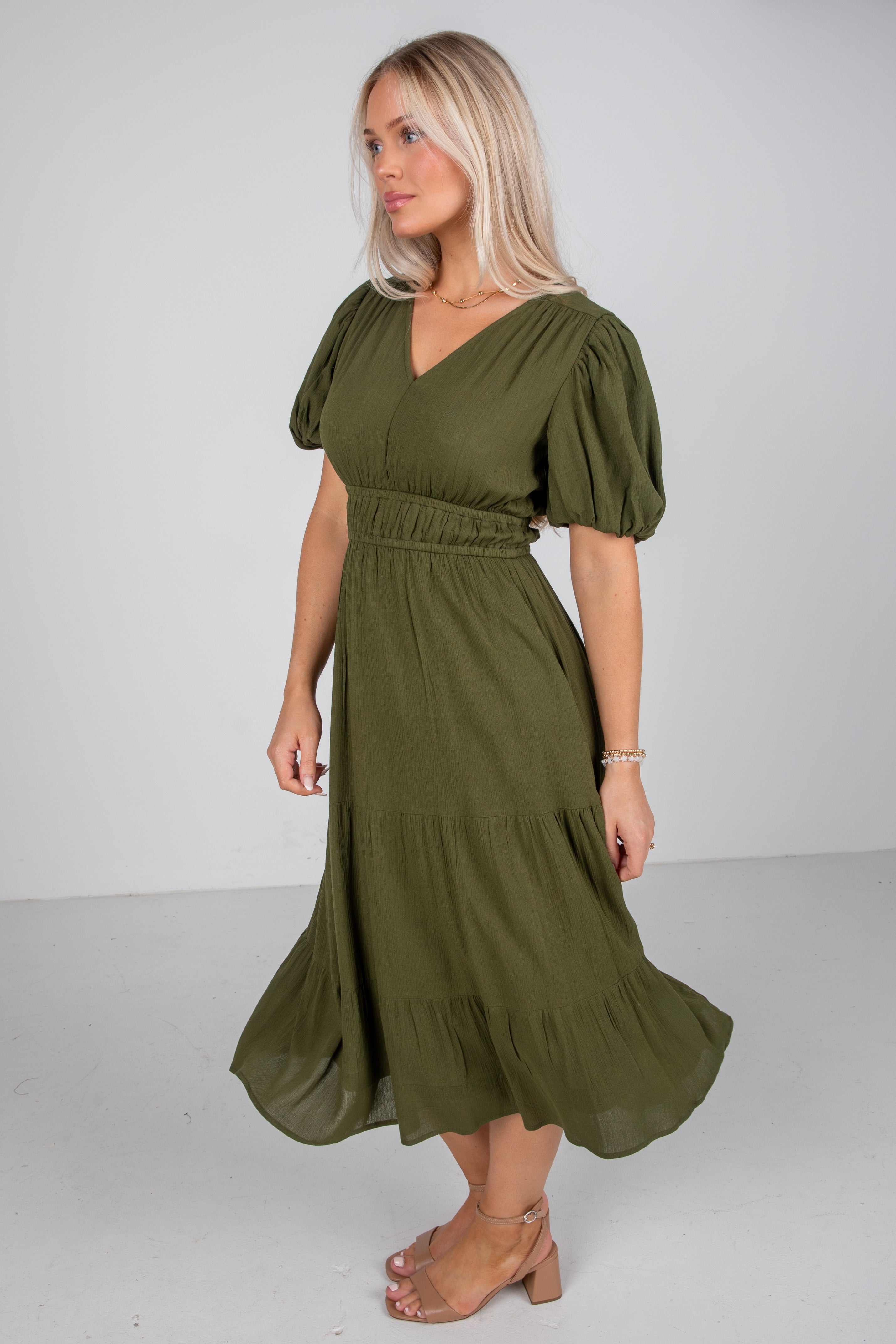 Have The Best Time Olive Midi Dress