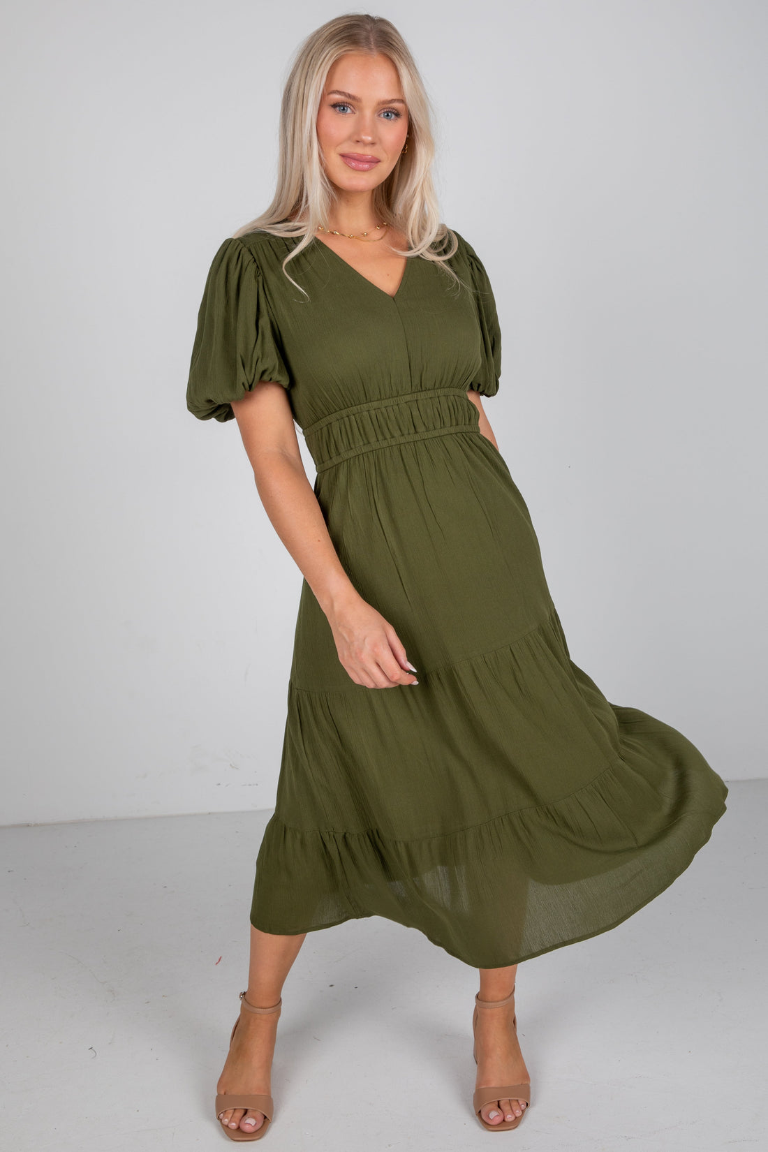 Have The Best Time Olive Midi Dress