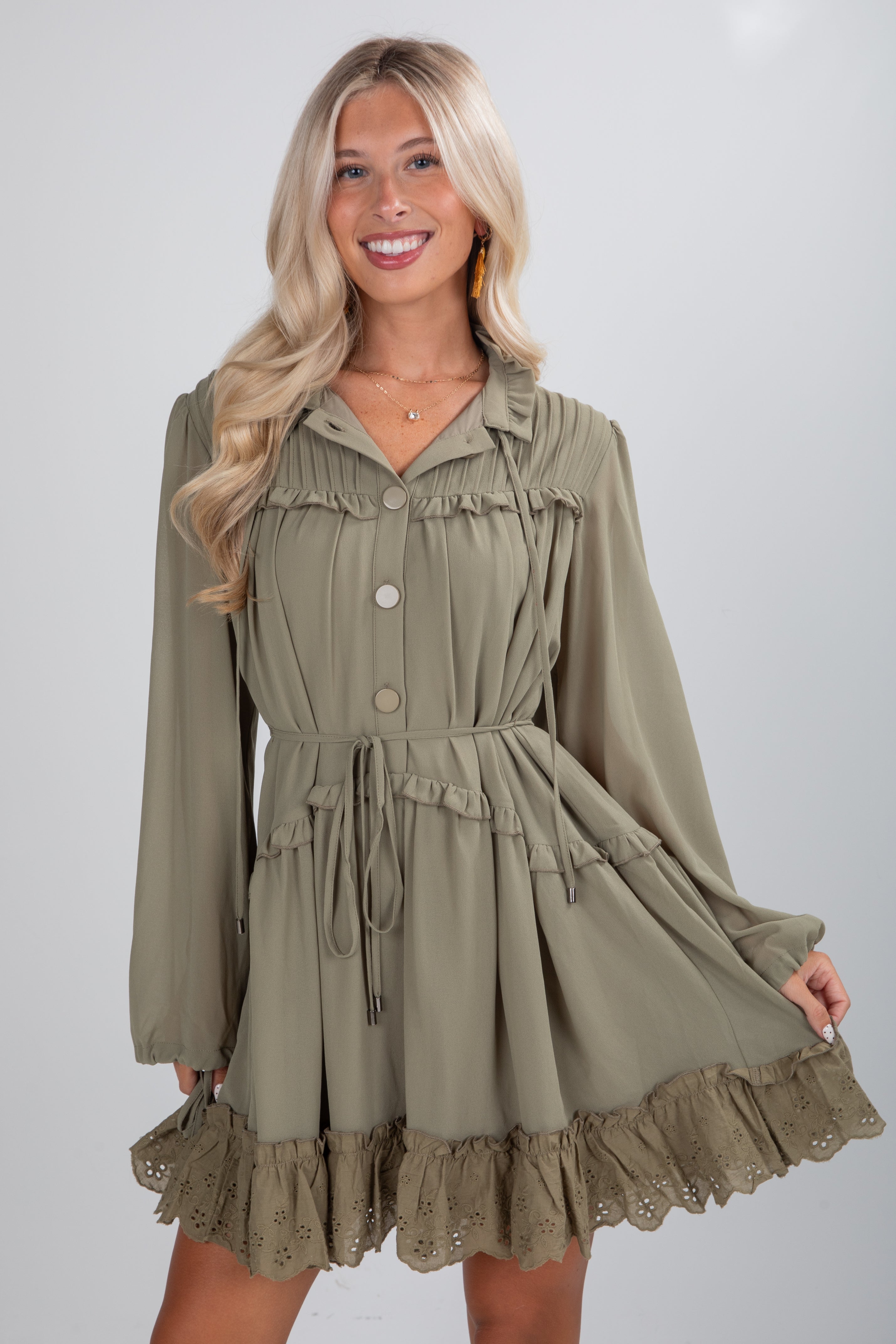 Twirl Me Forever Olive Mini Dress