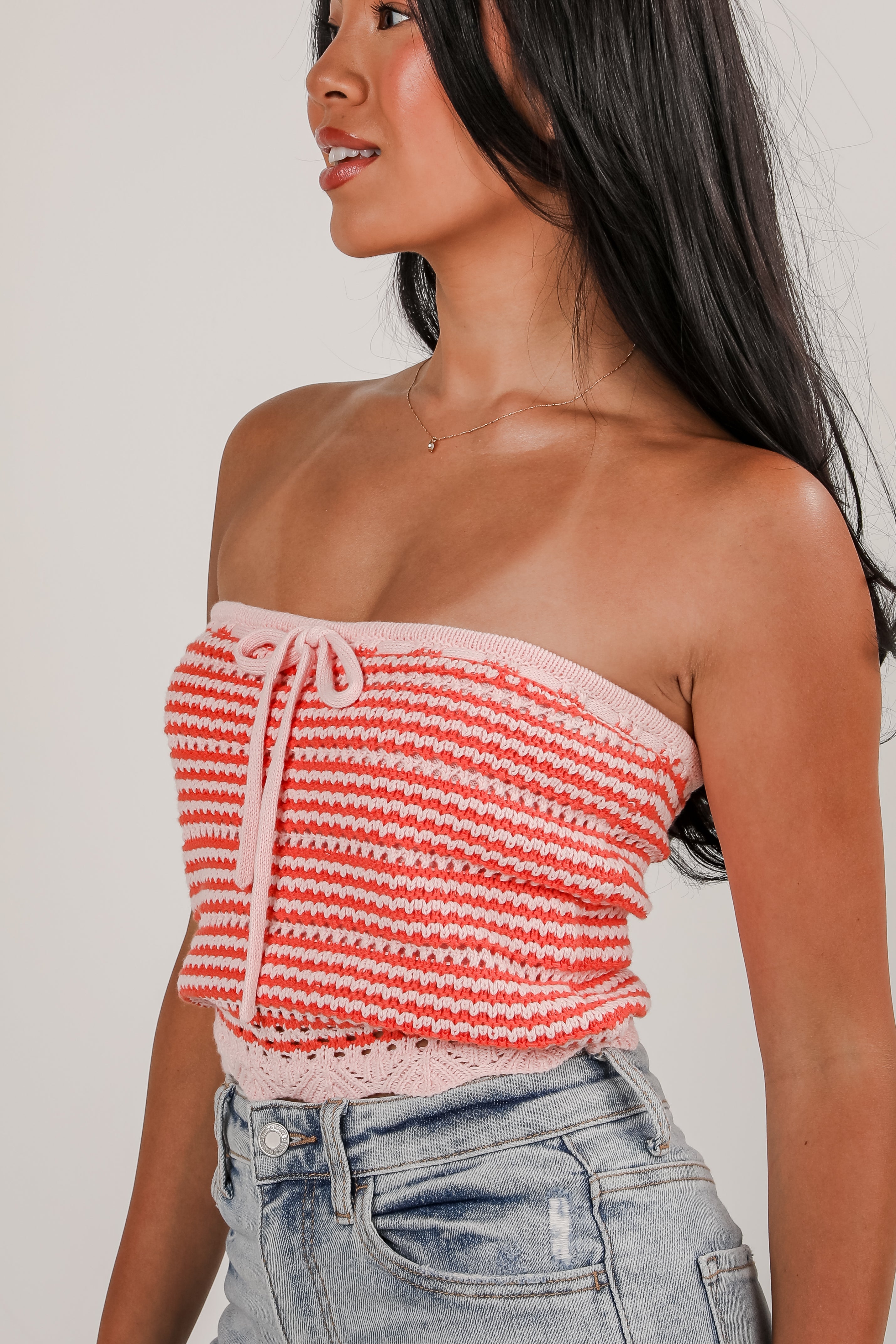 FINAL SALE - Sweet Thing Light Pink Crochet Tube Top