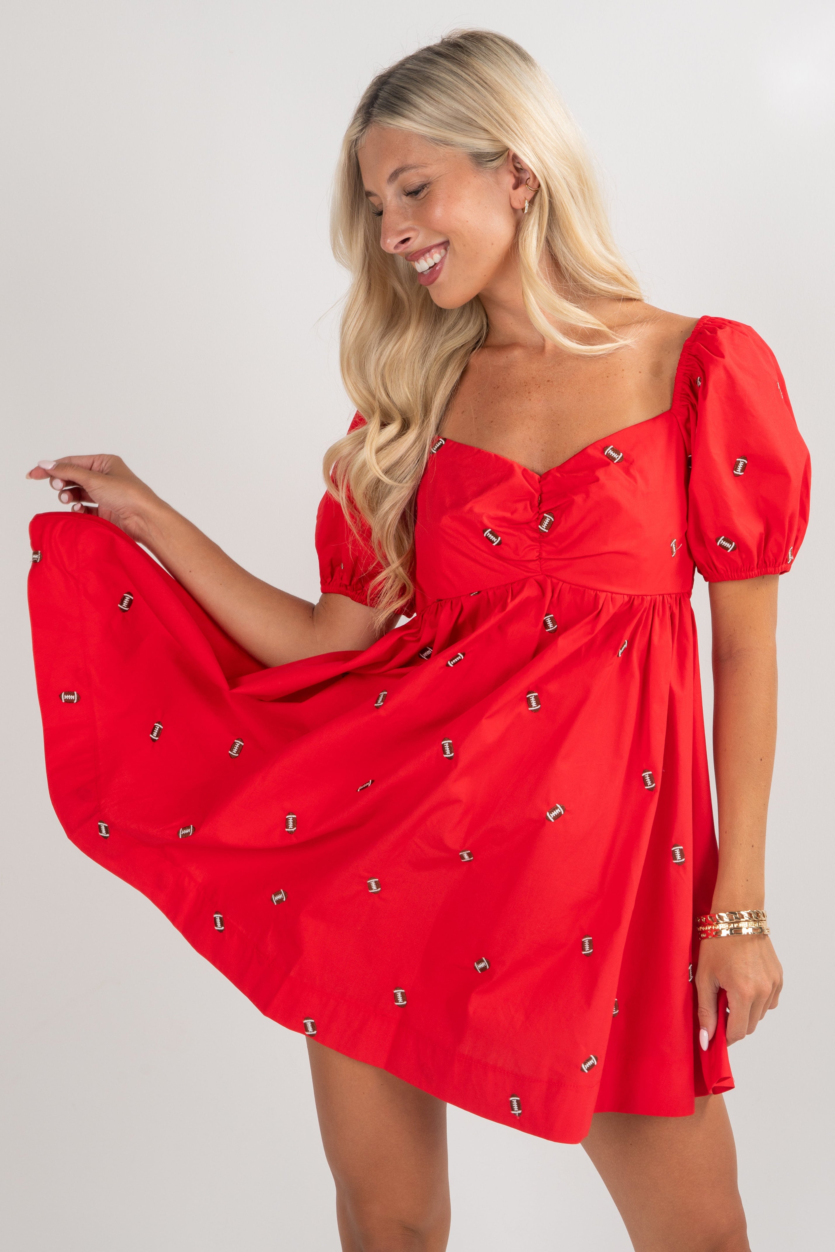 Fourth Quarter Football Babydoll Mini Dress