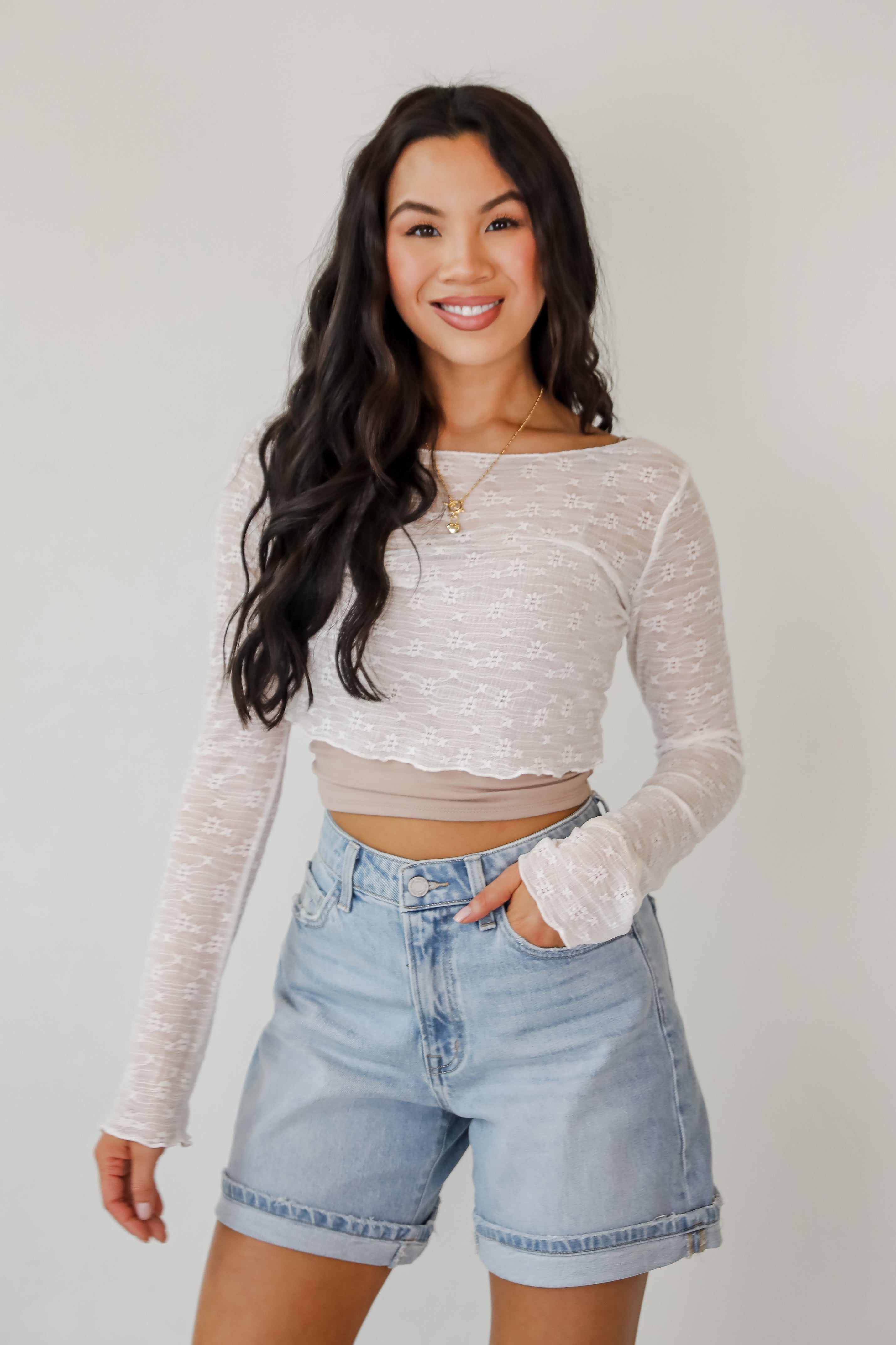 FINAL SALE - Last Forever Floral Mesh Crop Top